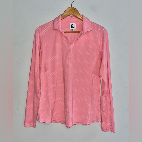 FootJoy Tops - FootJoy Polo Pink Dotted Long Sleeve  Sz M 🩷 ⛳️